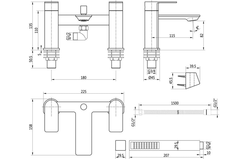 Amber Bath/Shower Mixer - Chrome 0.5 Bar - KPSB105757