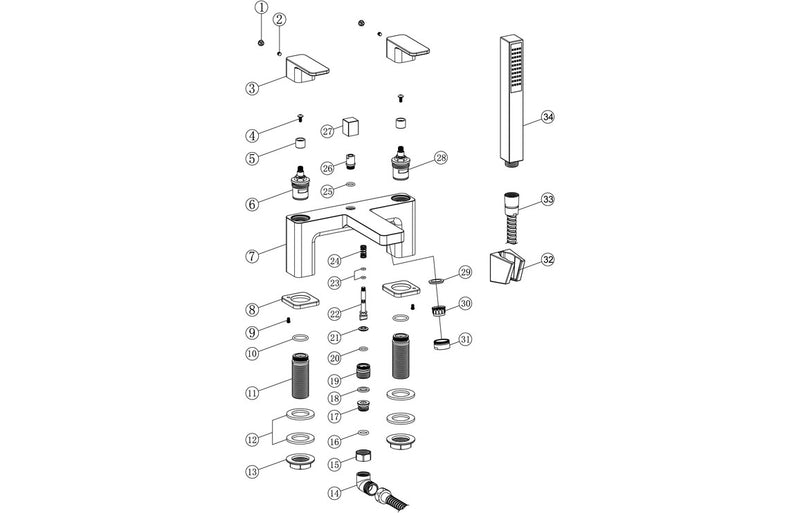 Aire Bath/Shower Mixer & Bracket - Chrome 1.5 Bar - KPSB105784