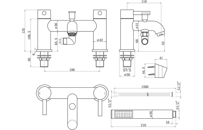 Lavant Bath/Shower Mixer & Bracket - Chrome 1.5 Bar - KPSB105789