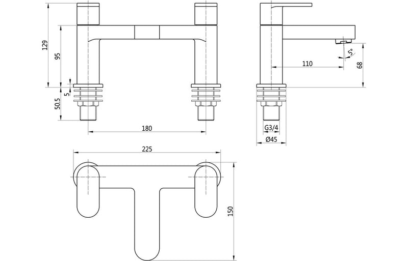 Severn Bath Filler - Chrome 1.5 Bar - KPSB105791