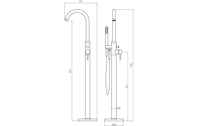 Lavant Floor Standing Bath/Shower Mixer - Brushed Brass 2.0 Bar - KPSB105805