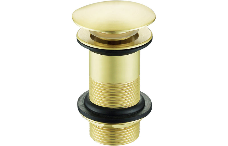 Unslotted Mushroom Basin Waste (1 1/4") - Brushed Brass - KPSB105814