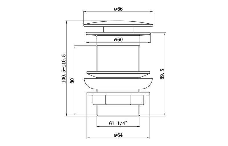 Unslotted Mushroom Basin Waste (1 1/4") - Matt Black - KPSB105821