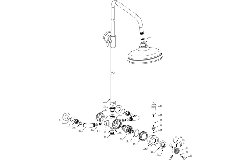 Jet Shower Pack Two - Concentric Single Outlet Shower Valve & Overhead Kit - Chrome - KPSB105834