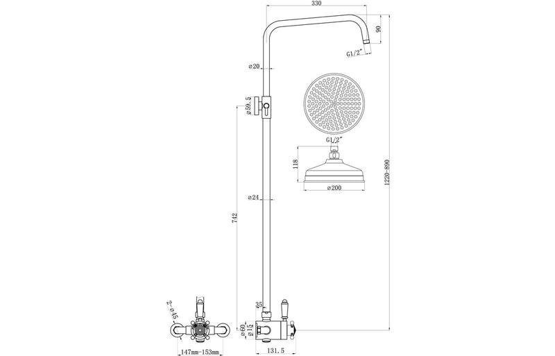 Jet Shower Pack Two - Concentric Single Outlet Shower Valve & Overhead Kit - Chrome - KPSB105834