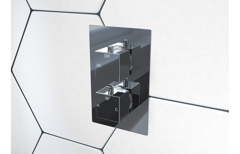 Mineral Thermostatic Single Outlet Twin Shower Valve - Chrome - KPSB105839