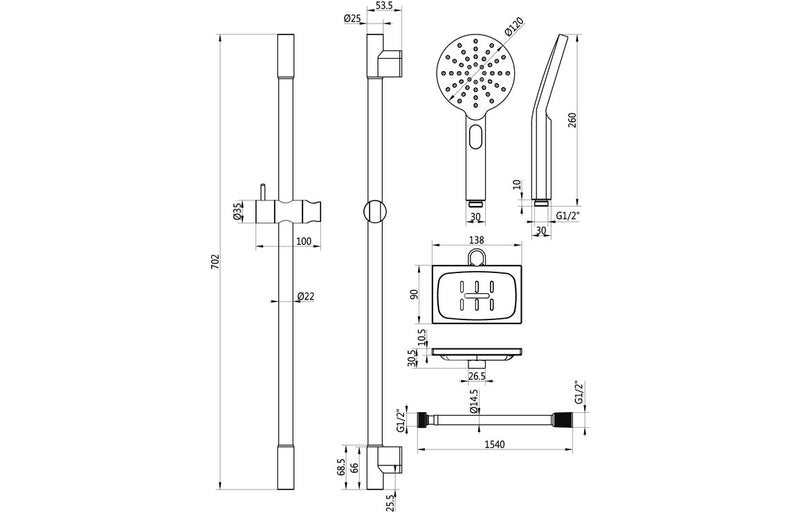 Hydro Round Push Button Shower Kit - KPSB105851