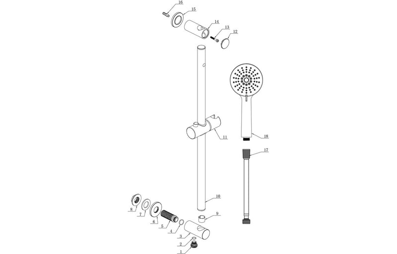 Hydro Round Riser Rail Kit w/Elbow & 3 Mode Handset - Chrome - KPSB105853