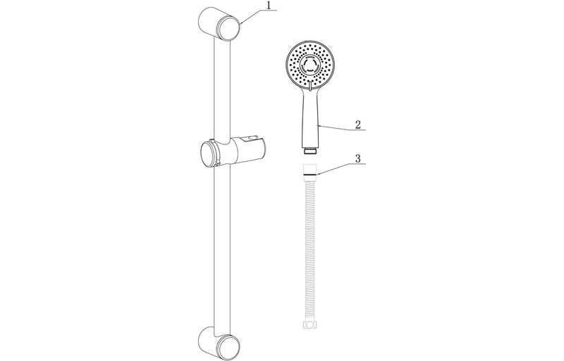 Hydro Round Slider Rail Kit & 3 Mode Handset - KPSB105856