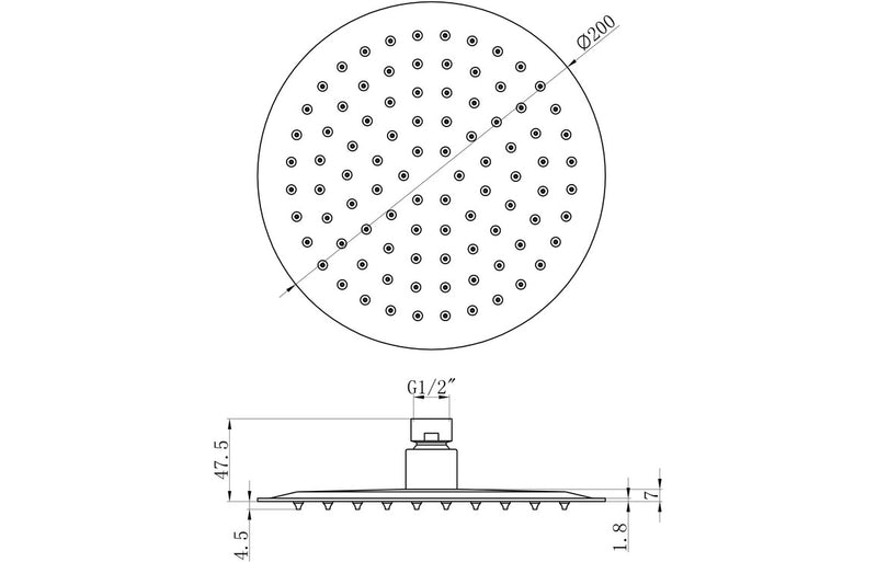 Hydro 200mm Round Ultraslim Showerhead - St/Steel - KPSB105861