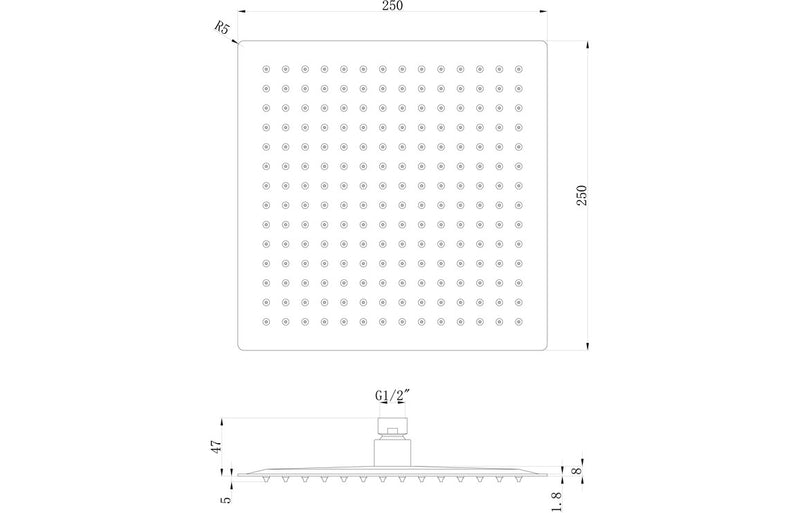 Mineral 250mm Square Ultraslim Showerhead - St/Steel - KPSB105865