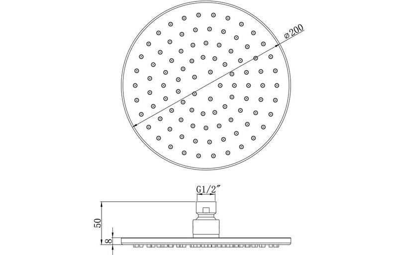 Hydro 200mm Round Showerhead - Chrome - KPSB105867