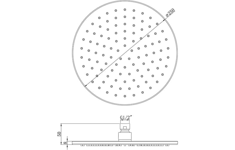 Hydro 250mm Round Showerhead - Chrome - KPSB105868