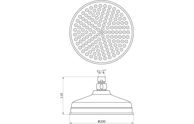 200mm Round Traditional Showerhead - Chrome - KPSB105869