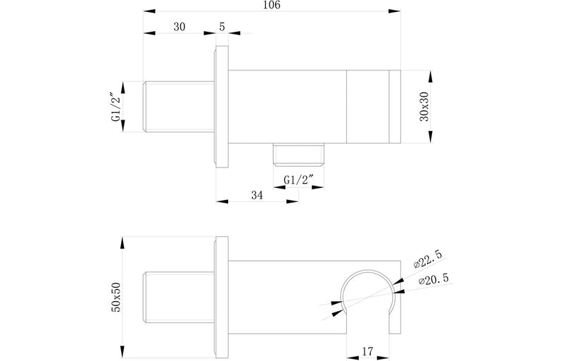 Handset Wall Bracket w/Wall Outlet - Square - KPSB105875