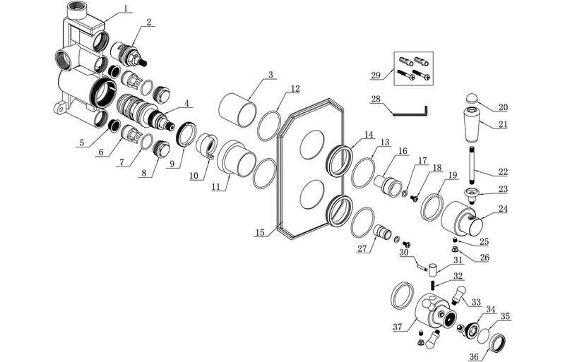 Jet Traditional Lever Thermostatic Single Outlet Shower Valve - Chrome - KPSB105883