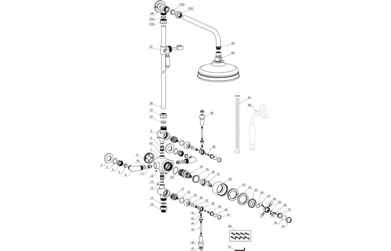 Jet Traditional Exposed Two Outlet Shower Valve w/Riser Kit & Overhead - Chrome - KPSB105885