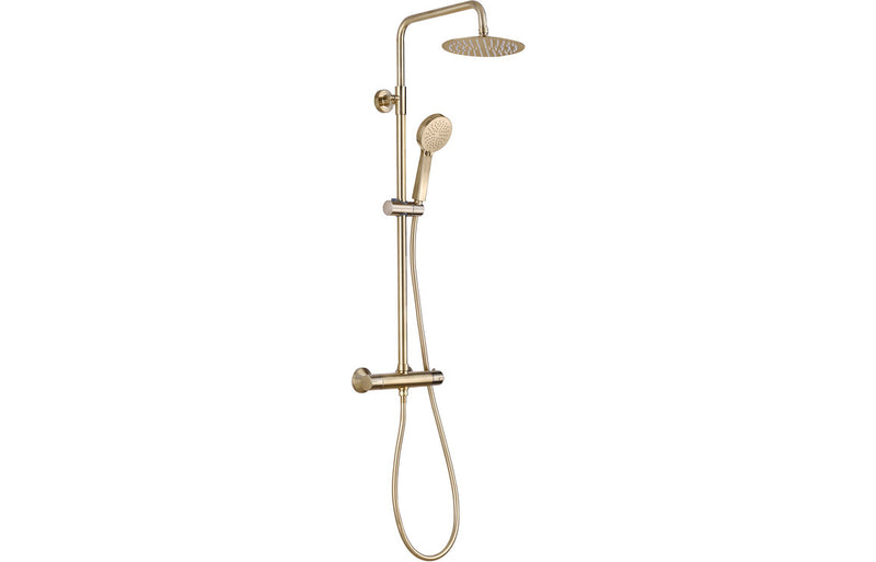 Hydro Round Thermostatic Bar Mixer w/Riser Kit - Brushed Brass - KPSB105888