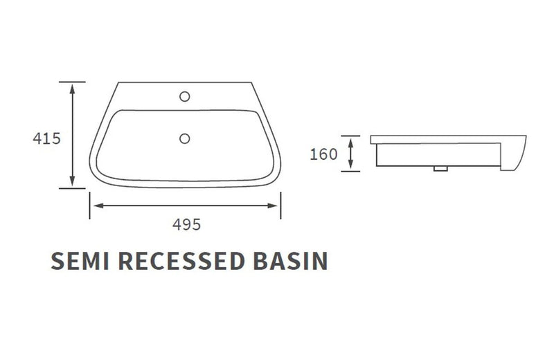 Marden 495x415mm 1TH Semi Recessed Basin - KPSB106132