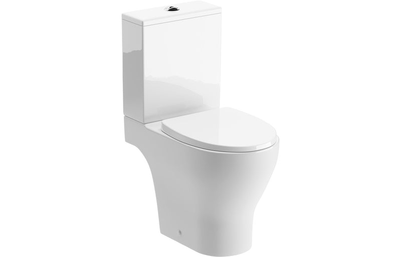 Otford Rimless Short Projection Close Coupled Open Back WC & Soft Close Seat - KPSB106139