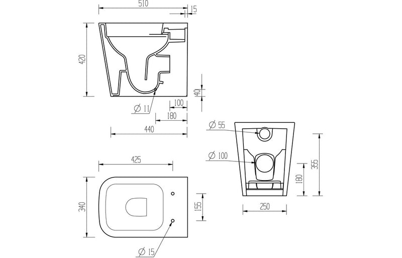 Herne Rimless Back To Wall Short Projection WC & Soft Close Seat - KPSB106148