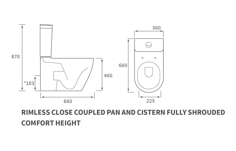 Hadlow Rimless Close Coupled Fully Shrouded Comfort Height WC & Soft Close Seat - KPSB106143