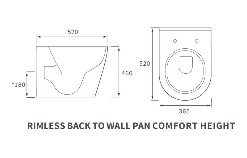 Hadlow Rimless Back To Wall Comfort Height WC & Soft Close Seat - KPSB106144