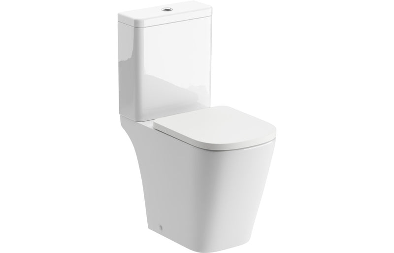 Herne Rimless Close Coupled Open Back Comfort Height WC & Soft Close Seat - KPSB106145