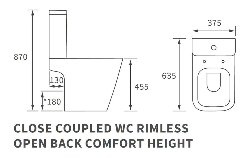 Herne Rimless Close Coupled Open Back Comfort Height WC & Soft Close Seat - KPSB106145