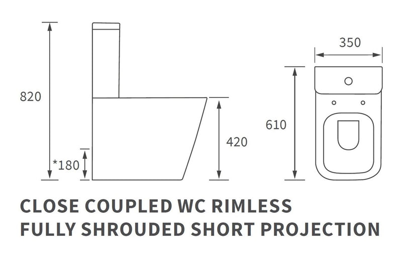 Herne Rimless Close Coupled Fully Shrouded Short Projection WC & Soft Close Seat - KPSB106147