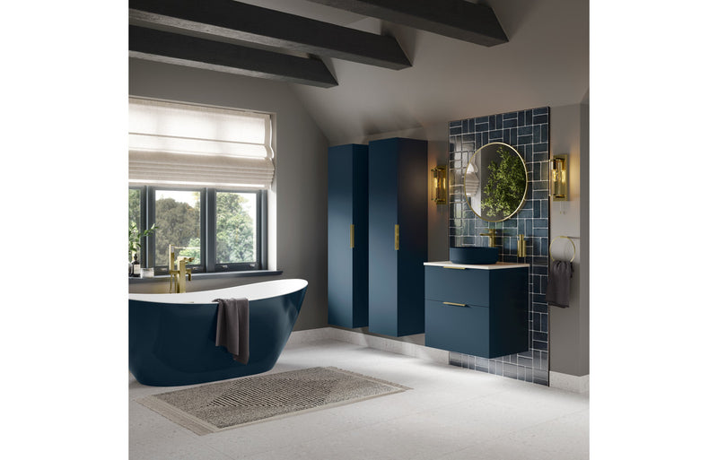 Violet 350mm Wall Hung 1 Door Tall Unit - Matt Deep Blue - KPSB106206