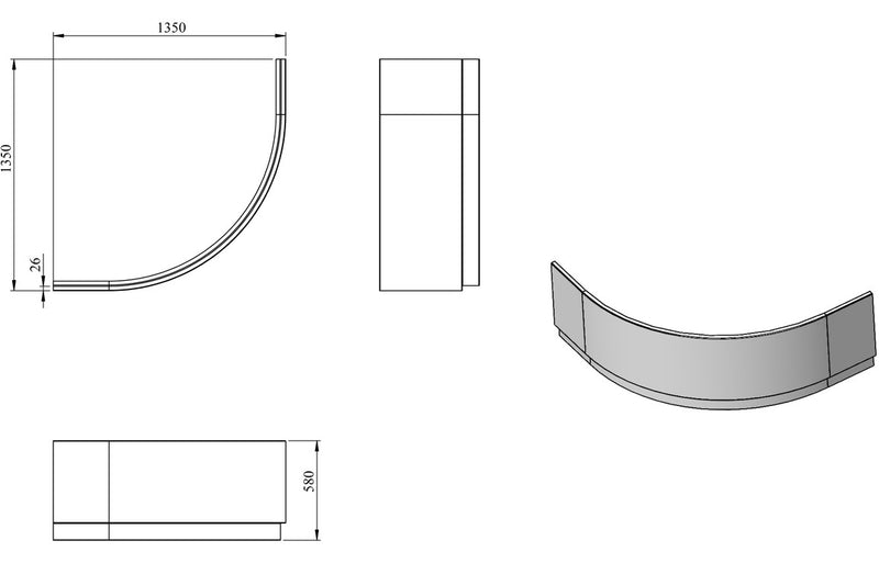 1350mm Standard Corner Bath Panel - KPSB106227