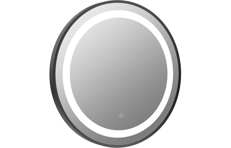 Molly 600mm Round Front-Lit LED Mirror - Matt Black - KPSB106252