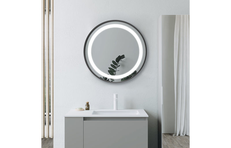 Molly 600mm Round Front-Lit LED Mirror - Matt Black - KPSB106252