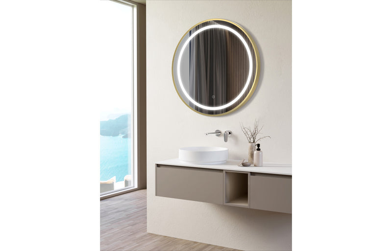 Molly 600mm Round Front-Lit LED Mirror - Brushed Brass - KPSB106253