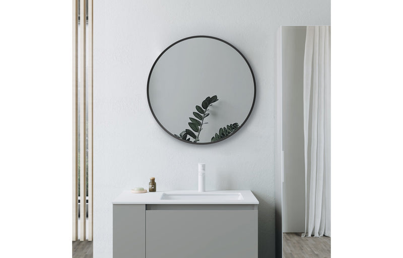Lucy 500mm Round Mirror - Matt Black - KPSB106262