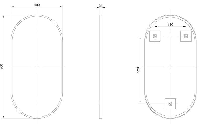 Lucy 800x400mm Oblong Mirror - Brushed Brass - KPSB106265