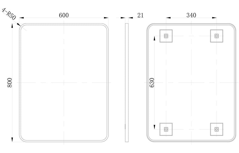 Lucy 600x800mm Rectangle Mirror - Matt Black - KPSB106269