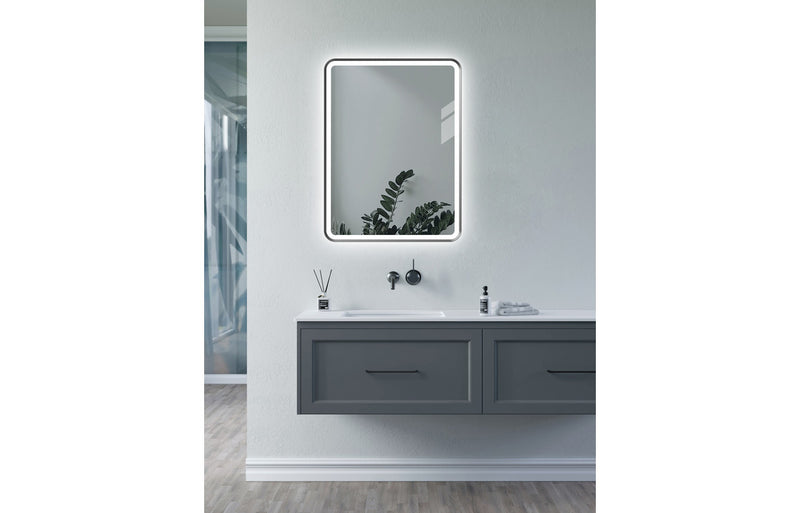 Mia 600mm Rectangle Front-Lit LED Mirror - Matt Black - KPSB106270