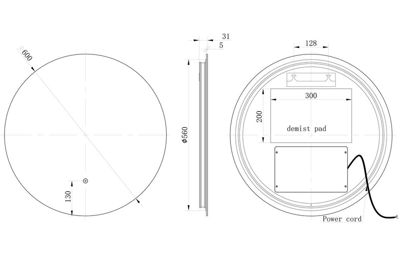 Grace 600mm Round Back-Lit LED Mirror - KPSB106279