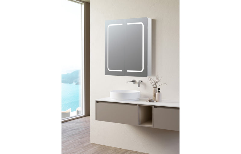 Harry 600mm 2 Door Front-Lit LED Mirror Cabinet - KPSB106296