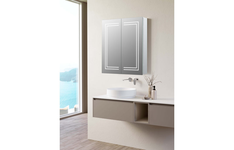 Michael 600mm 2 Door Front-Lit LED Mirror Cabinet - KPSB106300