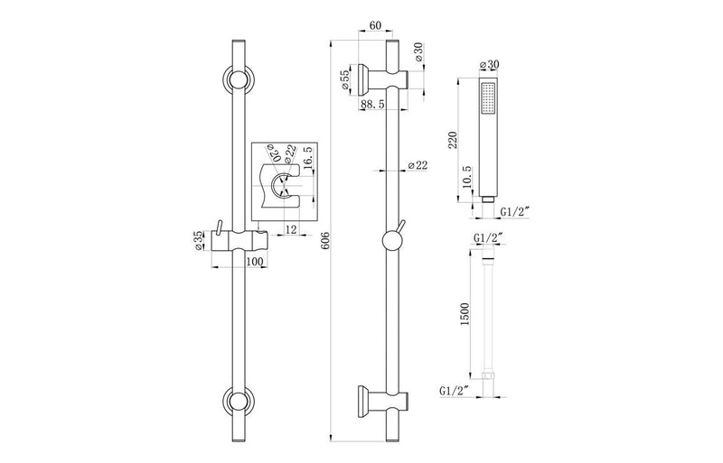 Slider Rail & Kit - Brushed Brass - KPSB106555