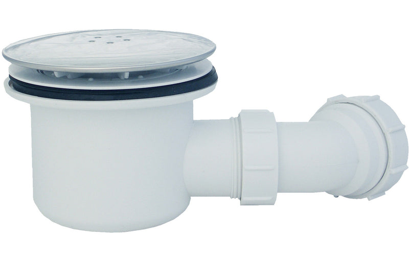 45mm Low Profile 900x760mm Offset Quadrant Tray & Waste (RH) - White - KPSB106701