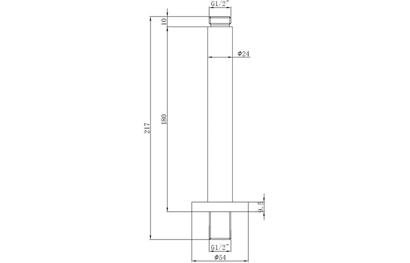 Hydro 180mm Round Ceiling Arm - Matt Black - KPSB106789