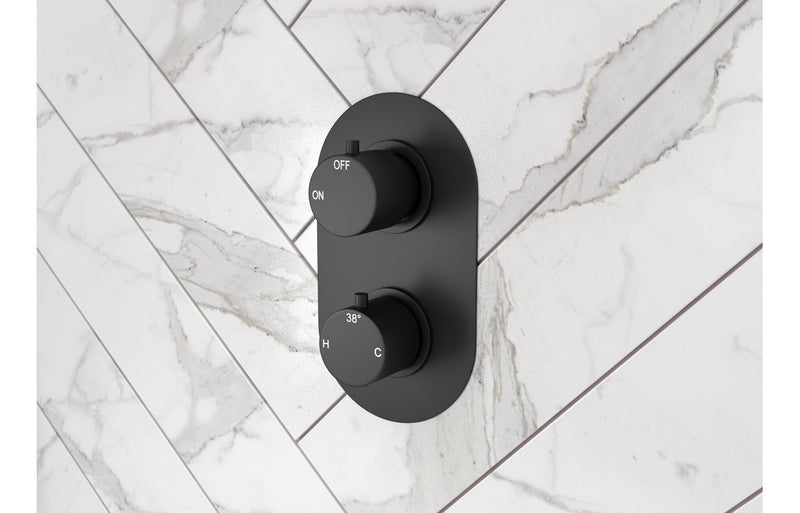 Hydro Thermostatic Single Outlet Twin Shower Valve - Matt Black - KPSB106795