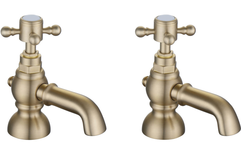 Stour Bath Pillar Taps - Brushed Brass 0.5 Bar - KPSB106799