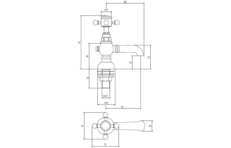 Stour Basin Pillar Taps - Brushed Brass 0.1 Bar - KPSB106800