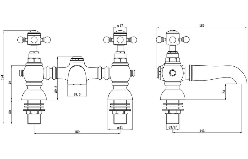 Stour Bath Filler - Brushed Brass 0.5 Bar - KPSB106801