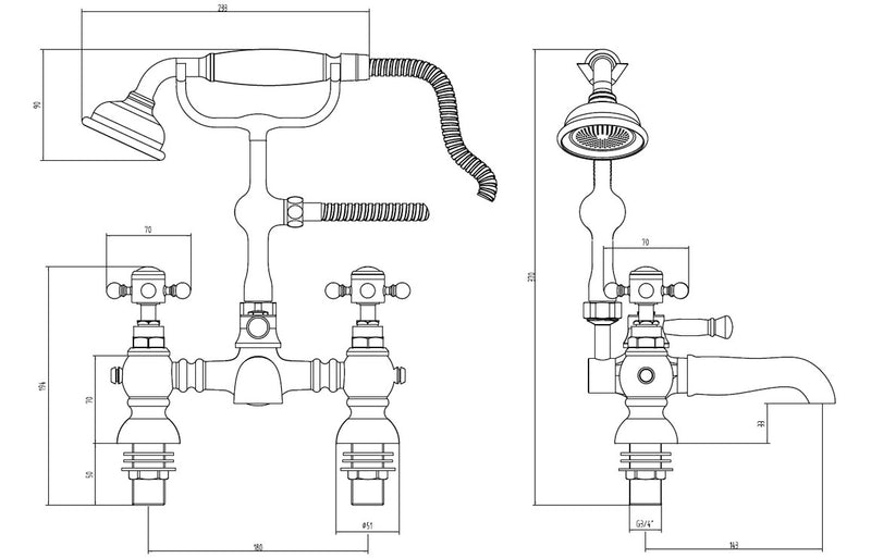 Stour Bath/Shower Mixer & Shower Kit - Brushed Brass 0.1 Bar - KPSB106802